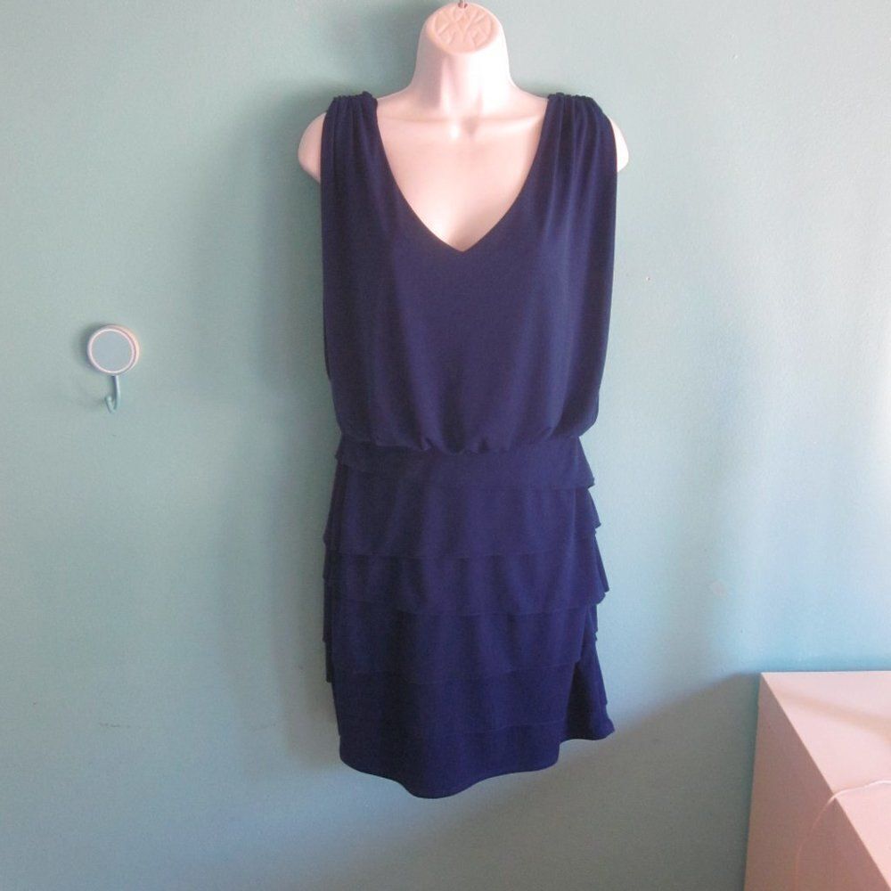 Laundry Shelli Segal  VINTAGE Size 4 Blue Tiered Tank Dress Mini Length